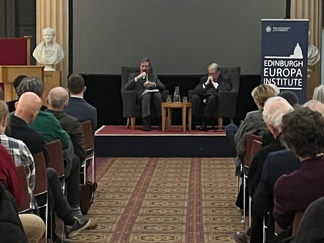 Interior shot of Playfair Library with audience
